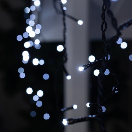 Garland "fringe" 3 × 0.6 m, IP44, UMS, dark thread, 160 LED, white glow, white flicker, 220 V-2