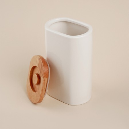Bank for storing bulk products SL Home "Trento", 220 ml, 7.7 × 18.5 cm, ceramic, white color-5