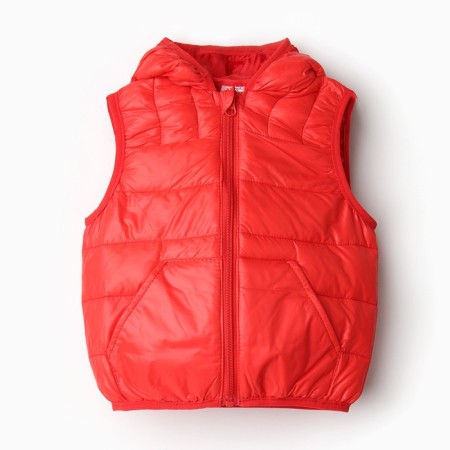 Warm vesty vest, red color, height 92-98 cm