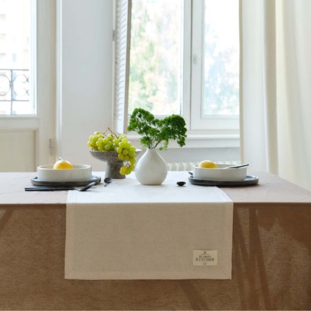 Ethel track Ethel, Milk color, 40x136/+-6 cm, 70% HL, 30% flax, 190 g/m2