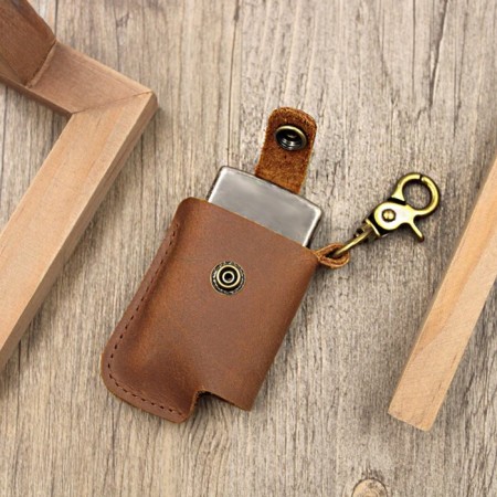 Czech for light leather lighter with carbine, 7 x 5.5 x 11.7 cm-1