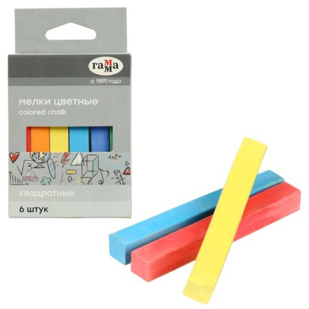 Loars for drawing "gamma", colored, 6 pieces, soft, square shape, cardboard box