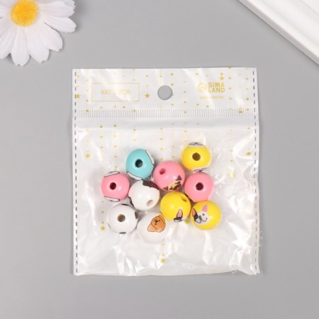 Beads for creativity wood "dogs" set 10 pcs 1.6x1.6x1.6 cm-3