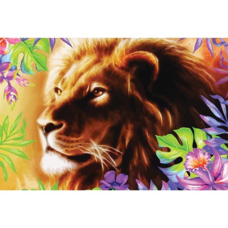 Diamond mosaic with full filling on the canvas "Leo", 20 x 30 cm-1