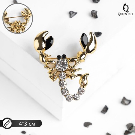 Brooch "Scorpio", white-black color in gold