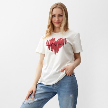 Female T -shirt, dairy color, size 52