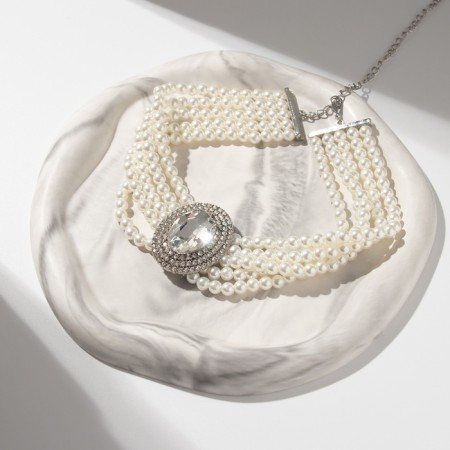 Choker-Coker "luxury" pearl, white in silver, 30.5 cm-3