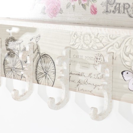 Hooks decorative wood with a shelf "Spring in Paris" 11.5x58x28 cm-2