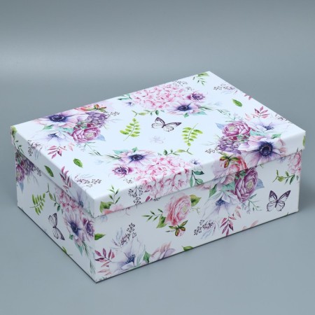 A set of boxes 10 in 1, gift packaging, “flowers”, 12 x 7 x 4 - 32.5 x 20 x 12.5 cm-6