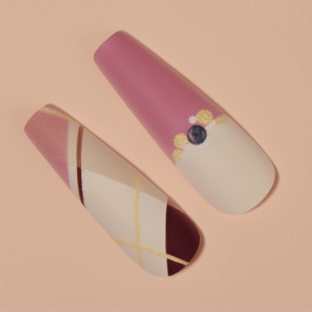 Line overhead nails, 12 pcs, with adhesive plates, ballerina shape, multi -colored-3