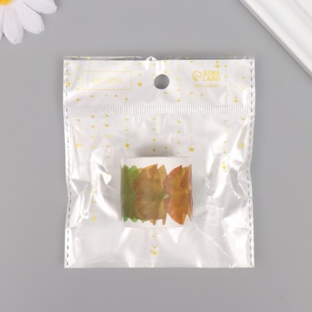 Adhesive tape paper "Ginkgo leaves" 50 pictures 3.5x3.5x3.7 cm-3