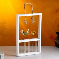 Kashpo wooden 26 × 5 × 40 cm with 5 flasks 15 cm 