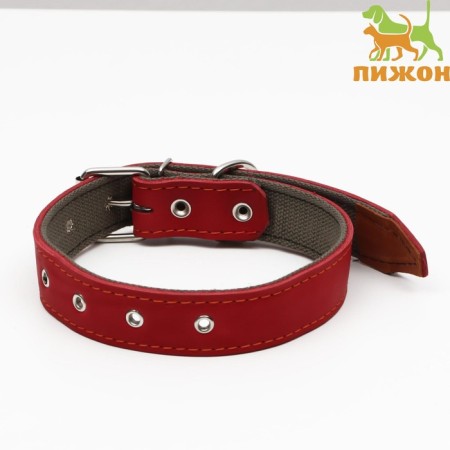 Collar combined leather/tarpaulin, dimensionless, 70 x 3.5 cm, Osh 25-60 cm, red
