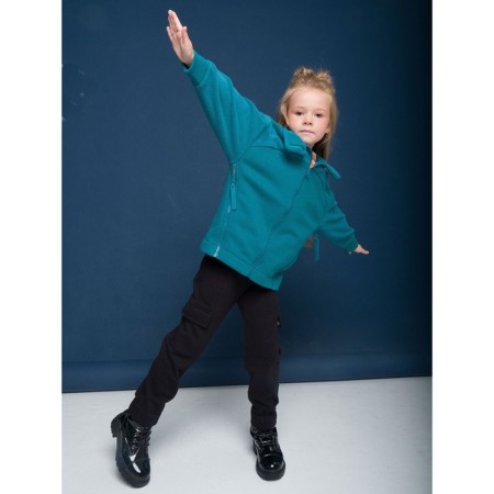 Sweatshirt for girls, height 110 cm, emerald color-5