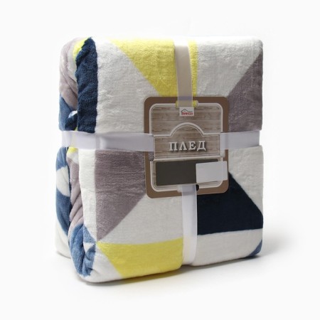 Pyramid plaid 200x220cm, yellow-blue, microfiber 190g/m, PE 100%-4
