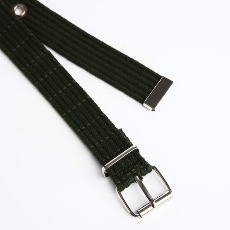 Children's belt, width 3 cm, metal buckle, khaki color-1
