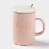 Ceramic mug with a lid and a spoon "Anabel", 350 ml, Mix drawing