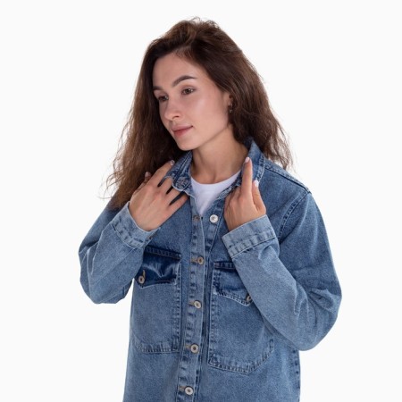 Denim shirt female, dark blue color, size S (42-44)-3