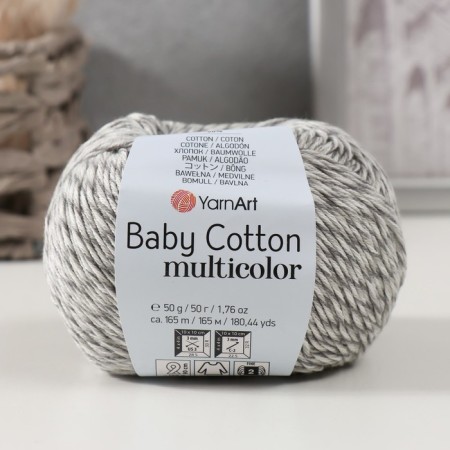 Yarn "Baby Cotton Multicolor" 50%acrylic, 50%cotton 165m/50g (5202 gray melange)-4