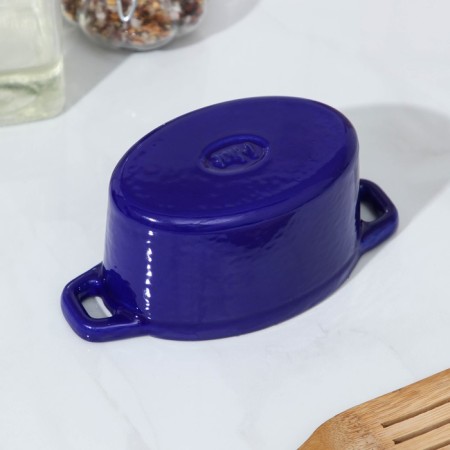 Cast iron pots Volcano, 250 ml, 14 × 7 × 9 cm, for feeding, blue color-4