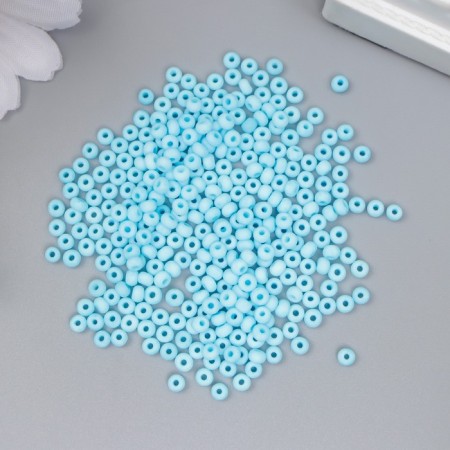 Glass beads 8/0 "Marshmallow. Matte. Blue Water" 10 g-1
