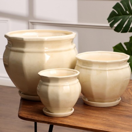 Set of pots 3pcs. "Mirage" white: 14.5l. 5.3l, 2l