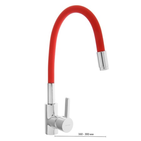 Accoona A9890N kitchen mixer, single -leaf, silicone spout, red/chrome