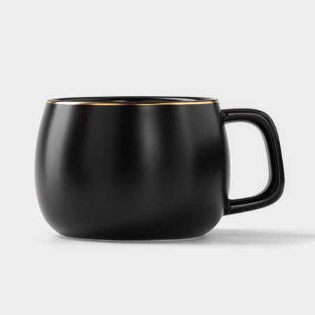 Tea couple ceramic with a spoon "Mati", 2 items: a cup 280 ml, a saucer d = 13.5 cm, black color-4