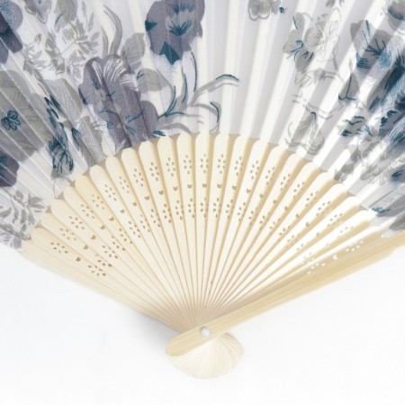 Fan bamboo, textiles h = 21 cm "flowers" with a cover, black and white-3