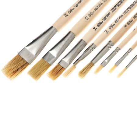 Set of brushes of bristles 8pcs Calligrata (Round No. 3.6 flat No.: 4.6,10,14,18,24), package-1