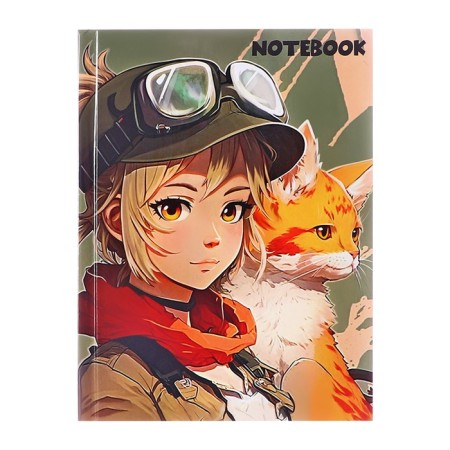 Notepad A6, 40 sheets in the cell "anime,", solid cover, glossy lamination, offset block