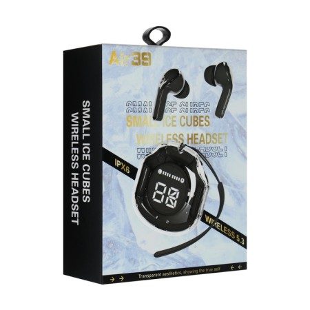 Wireless headphones Air39, TWS, inserts, BT 5.0, 45/200 mAh, display, transparent, black-9