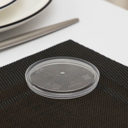 The plastic disposable lid to the universal can be 120 ml, 155 ml, d = 6.9 cm, the color is transparent-2