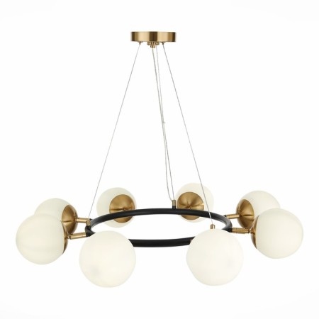 Suspended EVOLUCE lamp. Sle220403-08. Forli. 8x60 watts, E27, 75x75x18 cm, black color, brass-4