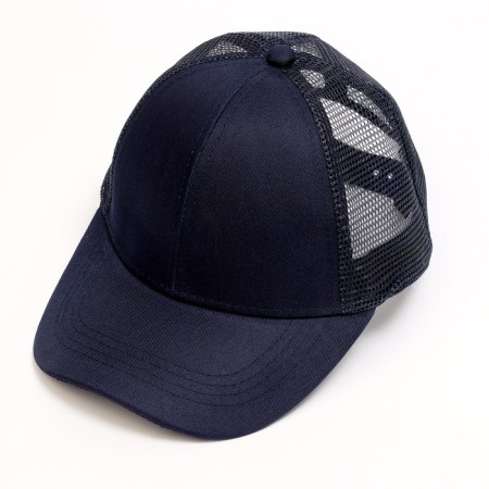 Baby cap for a boy with a grid, dark blue color, rr 54-6