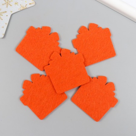 Decor "Gift" red 5 cm set 5 pcs Fetr 1.8 mm-1