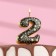 Candle in the Sanata cake, number "2", black with gold stars, 5.5 cm