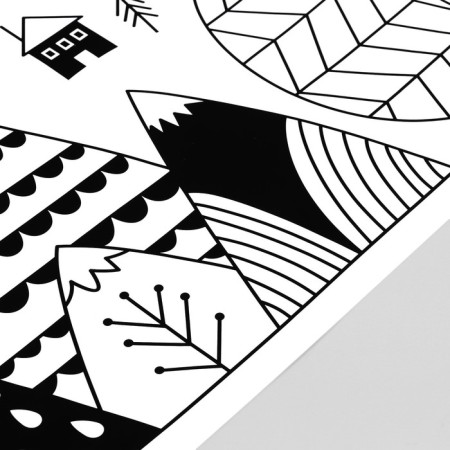 Interior black plastic sticker "Mountains and House" 50x70 cm-2