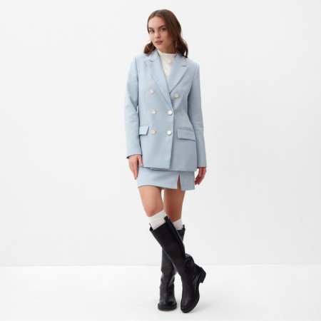 Women's skirt with a cut Mist p. 46, blue/white-4