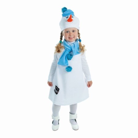 Carnival costume "Snowman with a patch", velor, height 98 cm, white color