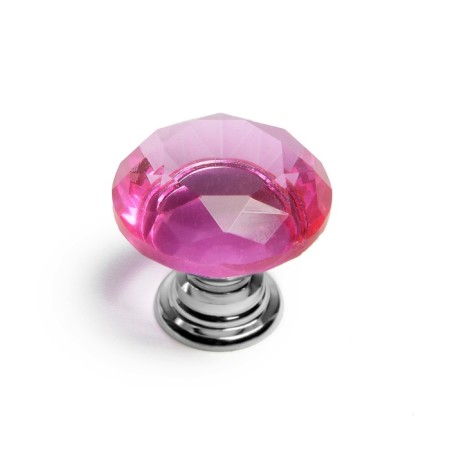 Handle button cappio, pink color "diamond", glass, d = 25 mm-4