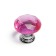 Handle button cappio, pink color "diamond", glass, d = 25 mm