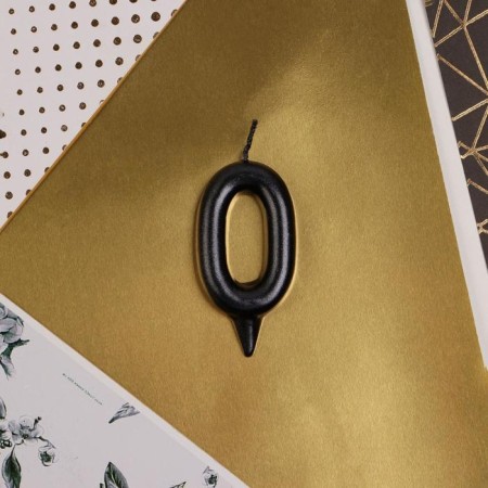 Candle for the cake, number "0", black.-2