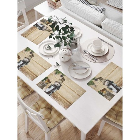 Set of napkins for setting the table "New Year's Domomovok", rectangular, size 32x46 cm, 4 pcs