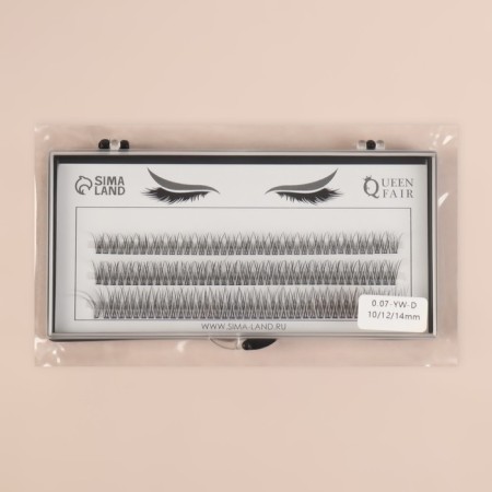 A set of overhead eyelashes "Lastochkin tail", bundles, 10, 12, 14 mm, thickness 0.07 mm, bend D, 12 D-5