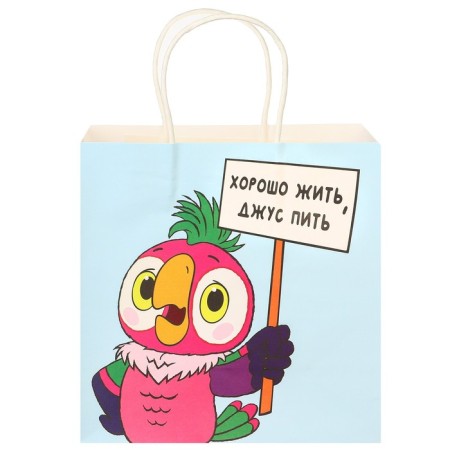 Gift package, 22x22x1 cm, craft, packaging, Parrot Kesha-2