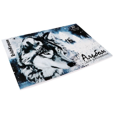 Album for drawing A4, 30 sheets, block 120 g/m², glue, Erich Krause "Timber Wolf", 100% whiteness, solid substrate-1