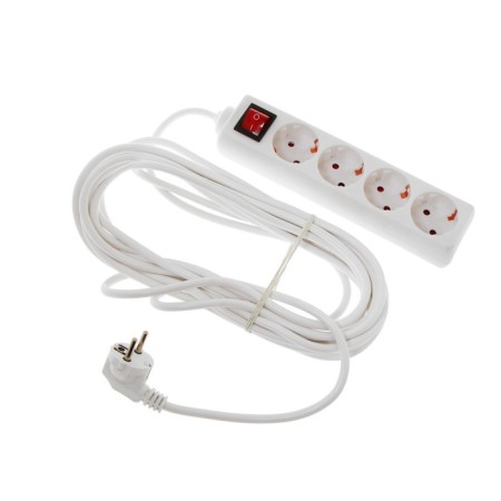 Extension cord Luazon Lighting, 4 sockets, 7 m, 6 A, 1300 W, 3x0.75 mm2, s/k, with excavation, b-1