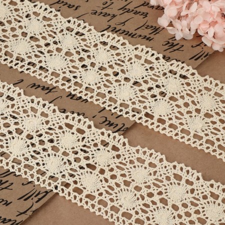 Knitted lace, 70 mm × 15 ± 1 m, beige color-1