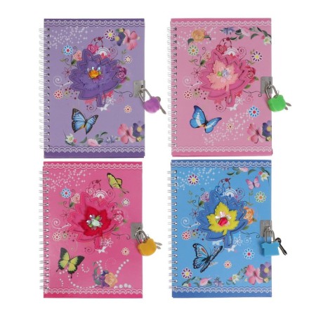 Notebook Gift Book on the lock, A6+, 50 sheets, line, "Flowers", mix